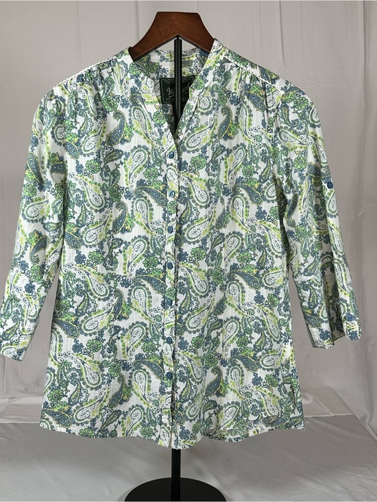 Woolrich Tops - Women's Paisley Button-Front Shirt - Green/Blue